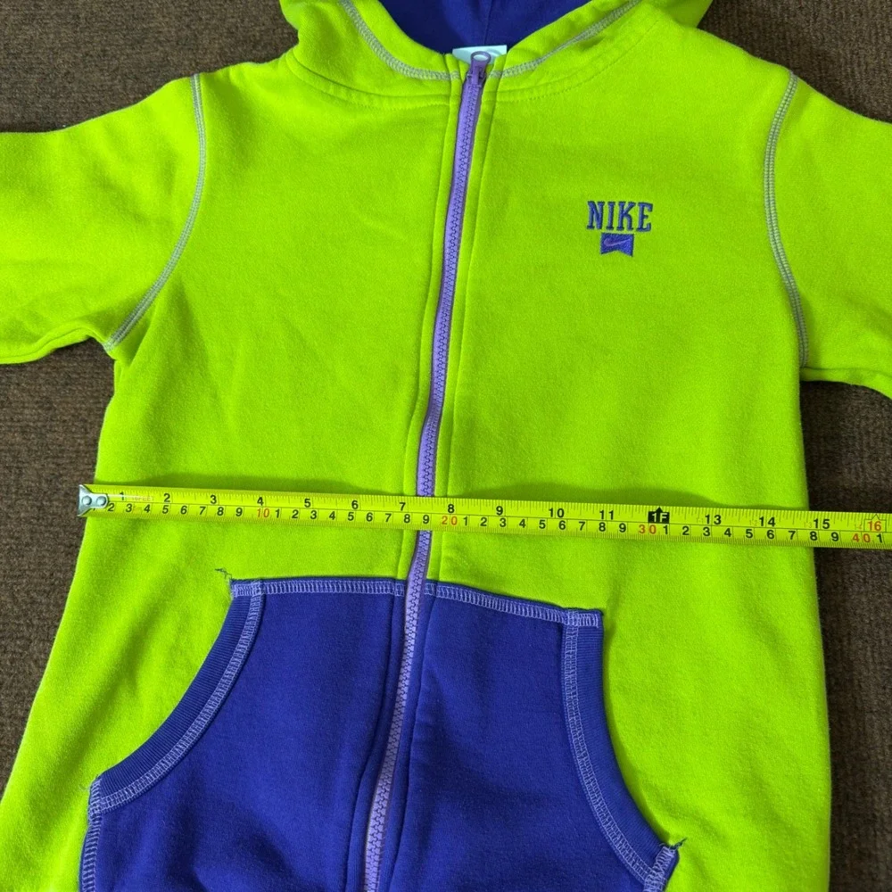 Nike Kids Full Zip Hoodie Lime Green Purple‎ Fleece Sweatshirt Size L 12-13 Yrs